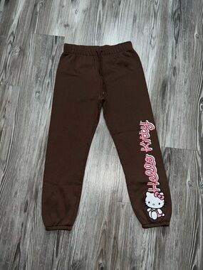 Hello Kitty Brown Jogger Pants with Pink & White Side Graphic
